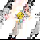 Nine Is A Vibe 9Th Birthday Groovy Smile Face 9 Years Old Women's Oversized Comfort T-shirt