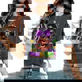 Little Miss Mardi Gras Cute Girl Messy Bun Festival Carnival Women's Oversized Comfort T-Shirt