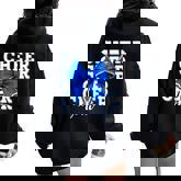 Cheer Mom Blue Bow Cheerleader Competition Game Day Women Oversized Hoodie Back Print