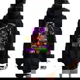 Little Miss Mardi Gras Cute Girl Messy Bun Festival Carnival Women Oversized Hoodie Back Print