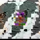 Little Miss Mardi Gras Cute Girl Messy Bun Festival Carnival Bella Canvas T-shirt