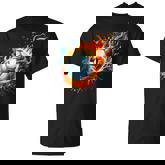 Flaming Soccer Ball On Fire Colorful Splash Sports Lover Fan T-Shirt