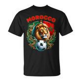 Lion And Flag Morocco Soccer Team Moroccan Soccer Fans T-Shirt