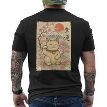 Sweatshirt Maneki-neko Chat Porte-bonheur Avec Kanji - Coupe Classique, Col Tissé, 241 G/m²