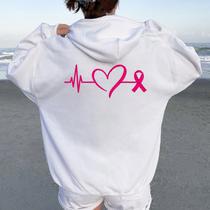 Sweat à Capuche Rose - Sensibilisation Cancer Du Sein - Modèle Oversize - Taille S à 3XL