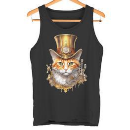 Steampunk Katze Mit Zylinderhutteampunk Katze Tank Top - Seseable