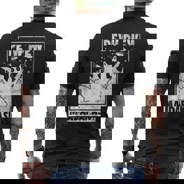 Cat Pew Pew Madafakasintage Crazy Cat Lustige Katze T-Shirt mit Rückendruck - Seseable