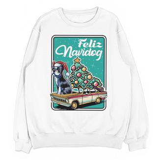 Boston Terrier Merry Christmas Tree Truck Dog X-Mas Unisex Sweatshirt - Bostonterriersmerch.com
