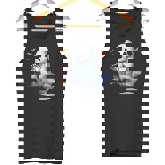 Boo Ghost Playing Flute Halloween Musical Instrument Tank Top | Mazezy