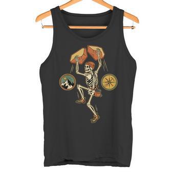 Brújula Montañas Aventura Escalador Esqueleto Camiseta sin mangas - Regaloses