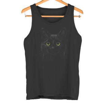 Cara De Gato Negra Linda Con Ojoserdes Gatito Gatito Gato Regalo Camiseta sin mangas - Regaloses