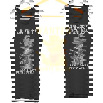 Cat Cowboy Outlaw Vintage Wanted Poster Western Country Pun Tank Top Tank Top | Mazezy