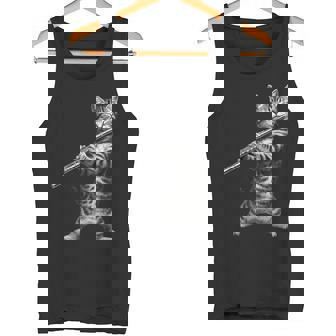 Cat Playing Flute For Cat Lover Cat Mom Cat Dad Tank Top | Mazezy