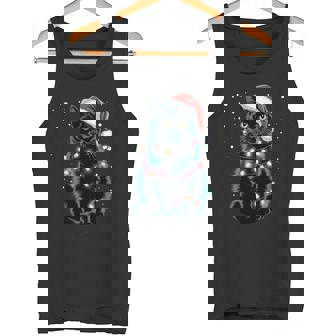 Chat Noir Guirlande Lumineuse Du Père Noël Chat Du Père Noël Manche Longue Débardeur e - Cadeauxyz