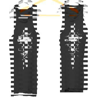 Christian Cross Punk Art Style Crown Of Thorns Jesus Christ Tank Top | Mazezy