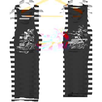 Christmas Santa Claus Driving Sport Car Xmas Pajama Tank Top | Mazezy