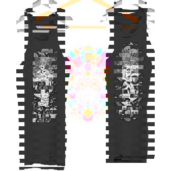 Coloridas Flores Calavera Tradición Mexicana Dia De Los Muertos Camiseta sin mangas - Regaloses