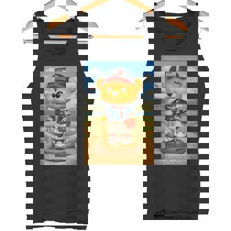 Cool Teddy Bear Baseball Player Illustration Graphic s タンクトップ - Kawaiitshirt