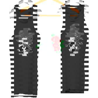 Country Y'All Gothic Alternative Skull Cowboy-Hat Tank Top | Mazezy