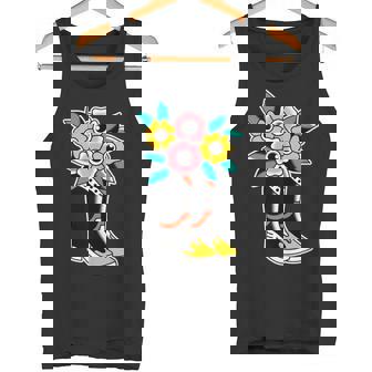 Cowboy Boots Flowers Rodeo Tattoo Flash Tank Top Tank Top | Mazezy