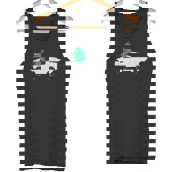 Dinosaur Driving Futuristic Electric Truck Tank Top | Mazezy