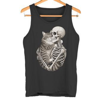 Diseño De Gato Y Esqueleto Abrazar Camiseta sin mangas - Regaloses