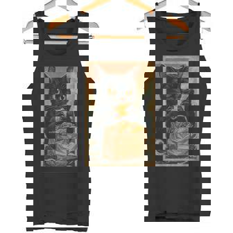 Divertido Gato Negro Comiendo Tacos Retro Japonés Camiseta sin mangas - Regaloses