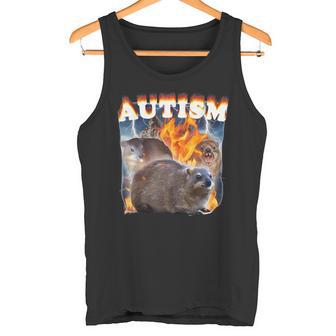 Divertido Gritando Hyrax Autismo Meme Fuego Autista Hyrax Awawa Camiseta sin mangas - Regaloses