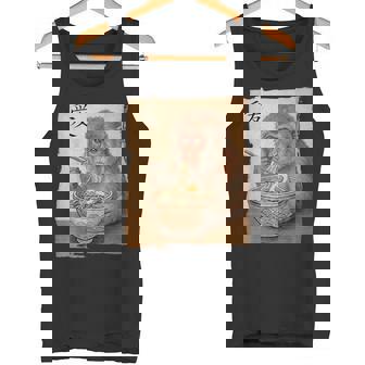 Divertido Macaco Japonés Comiendo Ramen Mono Kawaii Japonés Camiseta sin mangas - Regaloses