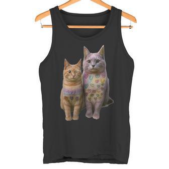 Dos Gatos Lindo Diseño De Amigos Felinos Camiseta sin mangas - Regaloses