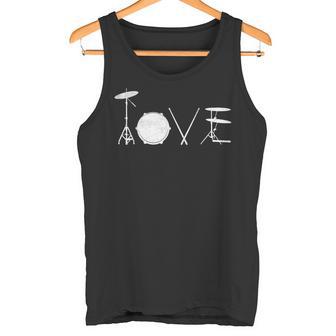 Drummer Love グラフィックドラムセット ドラミングミュージシャン ロックバンド タンクトップ - Kawaiitshirt