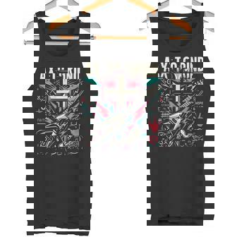 Edgy Christian Cross Ax To Grind Metal Guitarist Distressed Tank Top | Mazezy