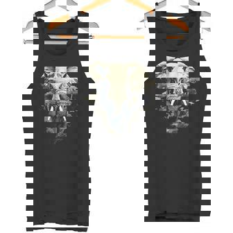 Elephant Drawing Nature Wildlife Animal Print Motif Artwork Tank Top | Mazezy