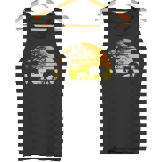Elephant Safari Vintage Sunset Baobab Africa Flag Tank Top | Mazezy