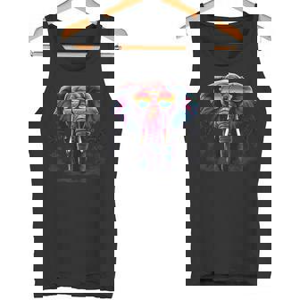 Elephant Sunglasses Artwork Portrait Beach Safari Animal Art Tank Top | Mazezy