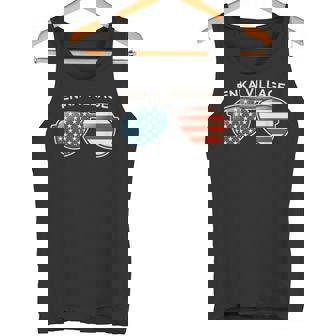 Enka Village NC Vintage US Flag Sunglasses Tank Top | Mazezy