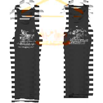 Fall Horse Animal Thanksgiving Sunflowers Pumpkin Leaves Tank Top | Mazezy