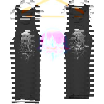 Futuristic Avant Garde Vaporwave Skyline Tank Top | Mazezy