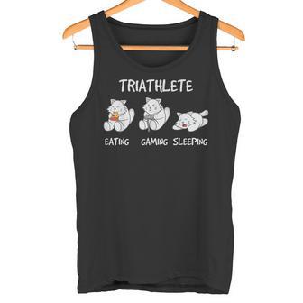 Gamer Triathlete Gaming Kitten Cat Playingideo Game Canotta - Novitaregali