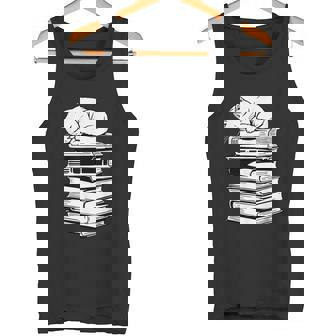 Gatto Addormentato Con Libri Carino Bibliofilo Divertente Topo Di Biblioteca Canotta - Novitaregali