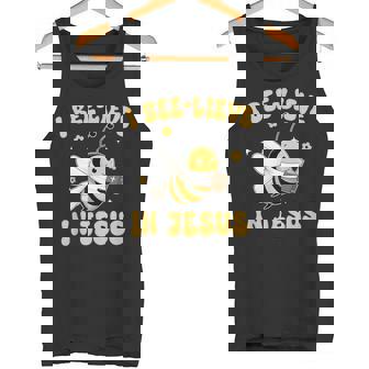 Gospel Kids Christian I Bee-Lieve In Jesus Faith Cute Bee Tank Top | Mazezy
