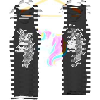 Jolie Tête De Licorne Arc-En-Ciel Avec Crinière Pastelcintillante Débardeur e - Cadeauxyz