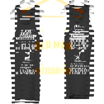 Kitesurfer Old Man Kitesurfing Board For Grandpa Tank Top | Mazezy