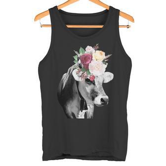 Kuh Grauvieh Rind Tier Landwirt Muh Blumen Bauer Geschenk Tank Top - Geschenkecke