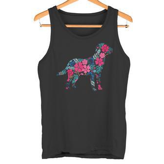 Labrador Blume Lustige Hunde-Silhouette Tropische Blumen Geschenke Tank Top - Geschenkecke