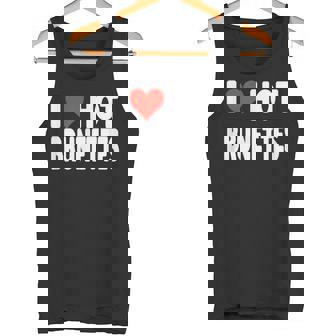 I Love Hot Brunettes Corazón Lindo Divertido Humor Adulto Camiseta sin mangas - Regaloses