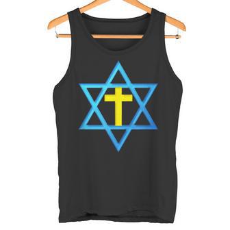 Messianique Étoile De David Avec Croix Dorée Débardeur e - Cadeauxyz