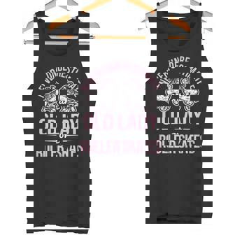 Old Lady On Roller Derby Roller Skating Roller Skate Tank Top | Mazezy