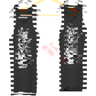 Orchestra Musician Violinist Rock Cat Playing Violin Tank Top | Mazezy