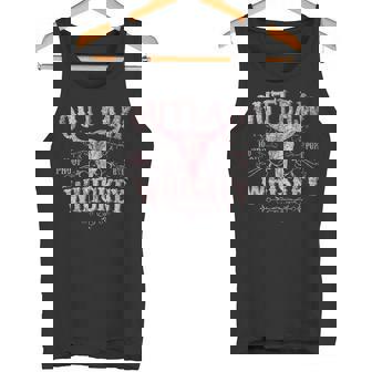 Outlaw Whiskey Bull Skull Western Country Vintage Tank Top | Mazezy